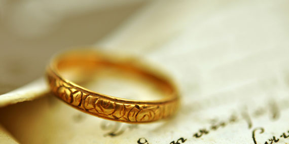 Gold wedding ring in Bible 